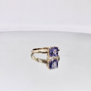 1ct Cushion Cut Tanzanite 6.0×6.0mm Yellow Gold Ring for Women Wedding Party Engagement