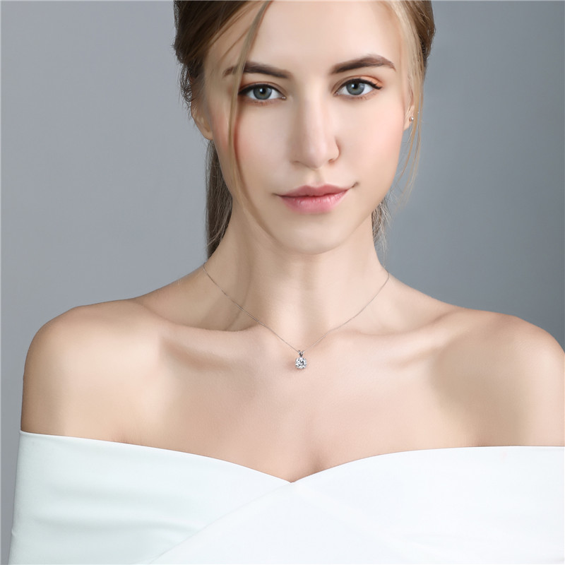 Wholesale Sun Necklace - 2.0ct round cut CZ diamond pendant 18.0 inch 14k white real gold box chain necklace – Mingtai