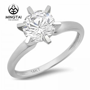 1.0ct Round Cut Prong Setting Moissanite D VVS Designed Wedding Engagement Ring 14k White Gold Solitaire Ring