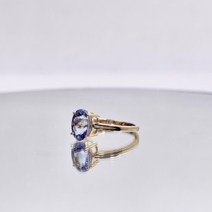 2ct Large Tanzanite Oval Cut 7.0×9.0mm Gold Ring Gift for Women