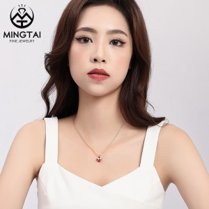 925 Silver Cute Lovely Adorable Red Gift Box Necklace with White Bow Ribbon – Mingtai