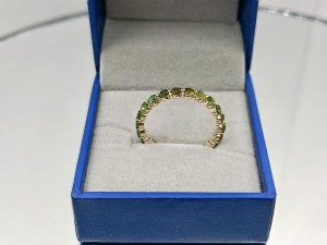 Real 14k Gold Band Ring 2.5mm Natural Green Tourmaline Natural Gemstone Rings
