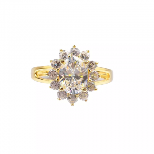 Flower Shape Marriage Diamond CZ Women Solid 14k Yellow Gold/ White Gold/ Rose Gold Jewelry Engagement Gold Ring