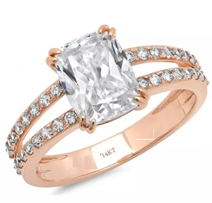 3.0ct Cushion Cut Engagement Ring 14k Solid Real White Gold Yellow Gold Rose Gold Ring