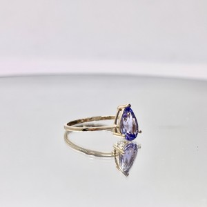 Real 14k Yellow Gold Ring with 1.5ct 6.0×9.0mm Classic Design Pear Cut Natural Gem AA Tanzanite