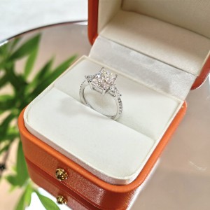 High Quality 3ct DEF Moissanite 14k Gold Diamond Wedding Rings Emerald Cut Stone
