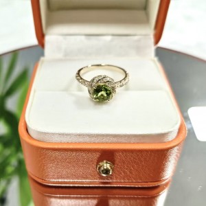 1ct Round Brilliant Cut Ring Natural Peridot Moissanite Wedding Ring Large Stone Engagement Ring