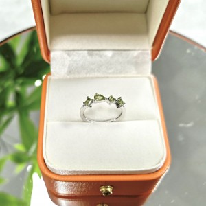 Pure 14k Gold Gemstone Ring Natural Green Peridot Ring Delicate Christmas Gift for Girls