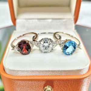 3ct Natural Gemstone Large Gemstone Ring 14k Rings with Blue Stone Swiss Blue Topaz