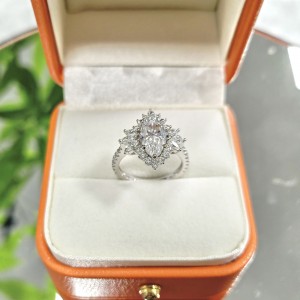 2.5ct Marquise Cut High Quality Moissanite 14K Real Solid White Gold Women Rings