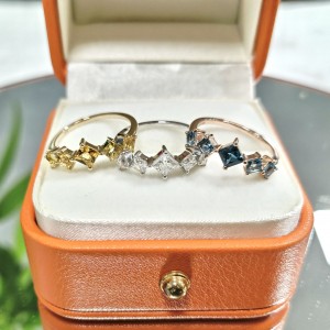 Blue Stone Ring Natural London Blue Topaz 14k Solid Gold Princess Cut Wedding Rings