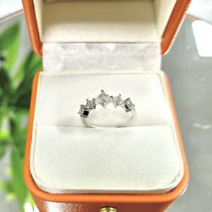14k Solid White Gold Moissanite Rings Princess Cut Wedding Rings