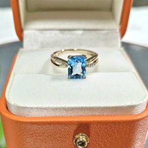 OCT Large Gemstone Rings 14k Solid Gold Band Ring Women Engagement Ring