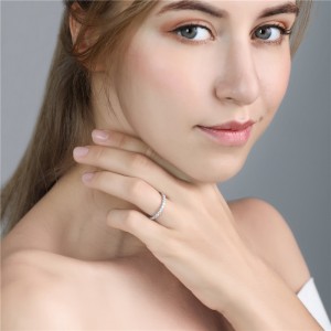 2022 Good Quality Silver Wishbone Ring - Shining Cubic Zirconia Row Diamond Ring with Round Cut Stone – Mingtai
