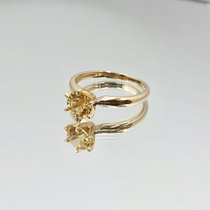 1.0ct Natural Gemstone Round Cut Solitaire Gold Ring Yellow Gemstone Rings 14K Solid Gold Rings Citrine Stone Ring