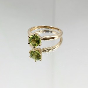 Six-claw Gemstone Rings Green Engagement Ring 14k Jewelry Peridot Stone Ring