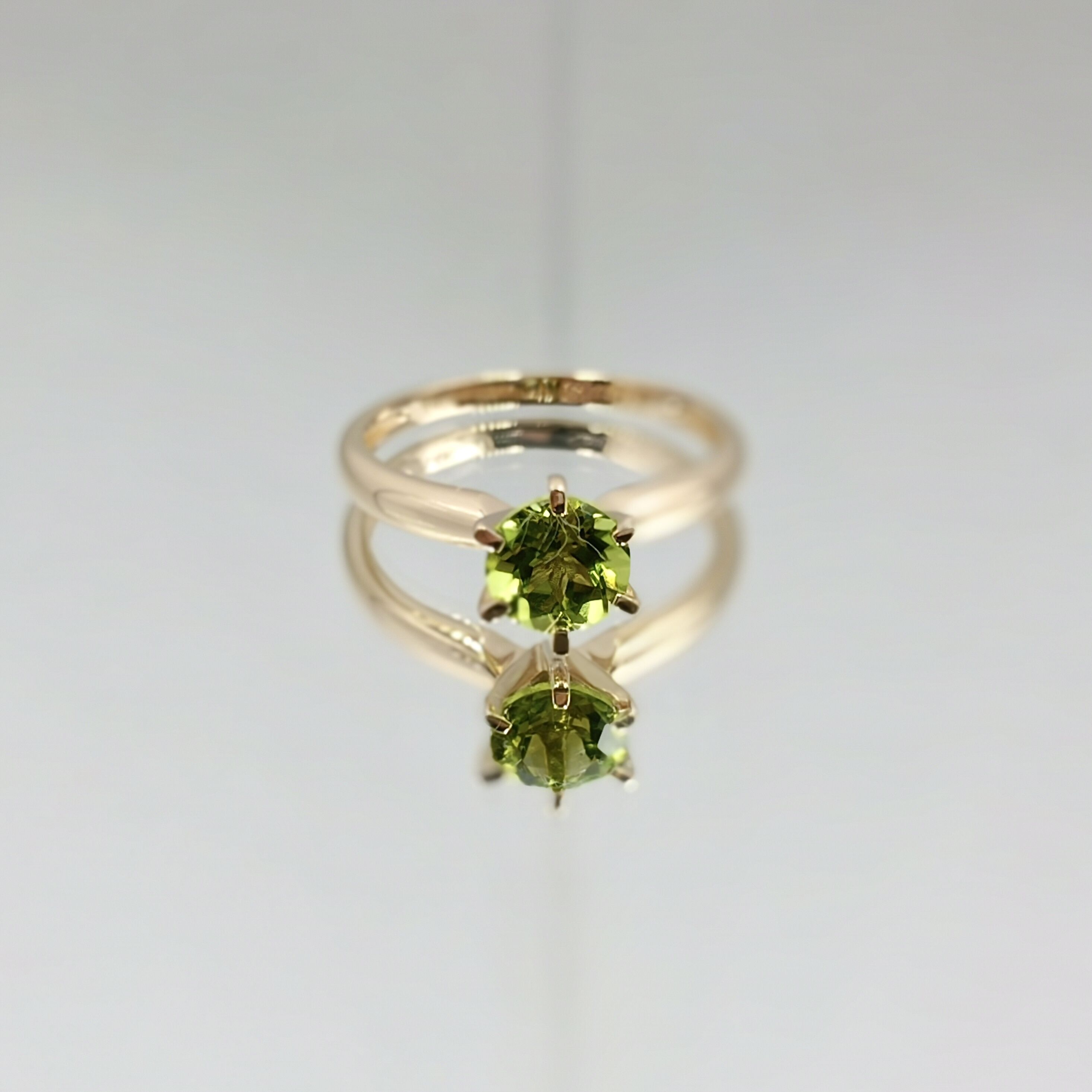 Six-claw Gemstone Rings Green Engagement Ring 14k Jewelry Peridot Stone Ring