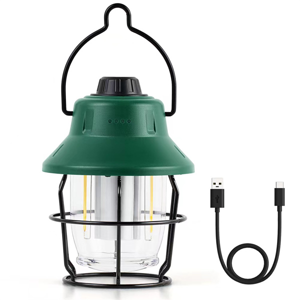 Protable Type-c charging battery indicator Dimming switch retro camping lantern with power bank function
