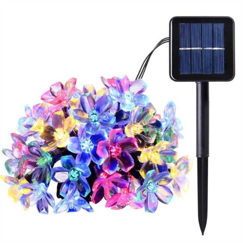 Vícebarevné/teplé bílé solární LED řetězové květinové světlo pro zahradní dekorace