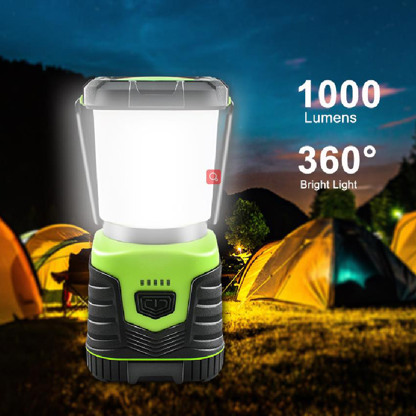 Battery Indicator Camping Lantern, Battery Powered LED with 1000LM, 4 Light Modes, Waterproof Tent Light, Perfect Lantern Flashlight for Hurricane, Emergency, Survival Kits, Hiking, Fishing, Home and More