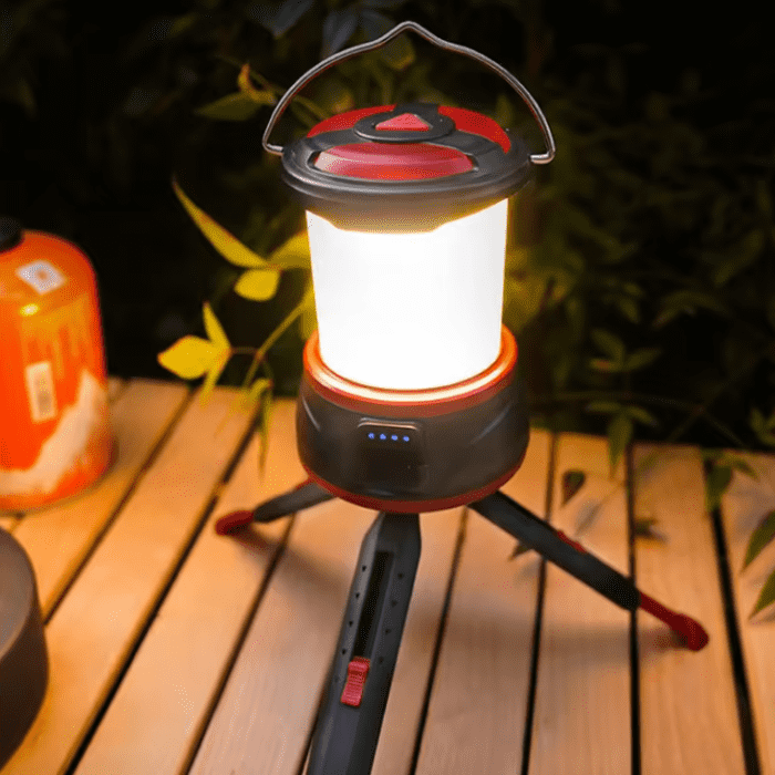 Warm Light and Red Light Outdoor Dimmable Rechargeable Camping Lantern with tripod