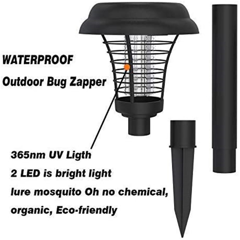 Solar Bug Zapper Ubat Nyamuk Luar Ruangan untuk Patio – Pembunuh Nyamuk & Pencahayaan – 2 dalam 1 Kalis Air Nyamuk Zapper Penghalau Lalat untuk Luaran