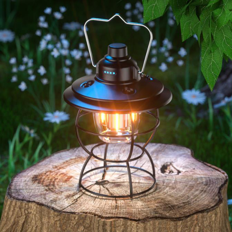 Severská závěsná teplá světla Vintage rustikální stmívací lampa na baterie pro kempování Doporučený obrázek