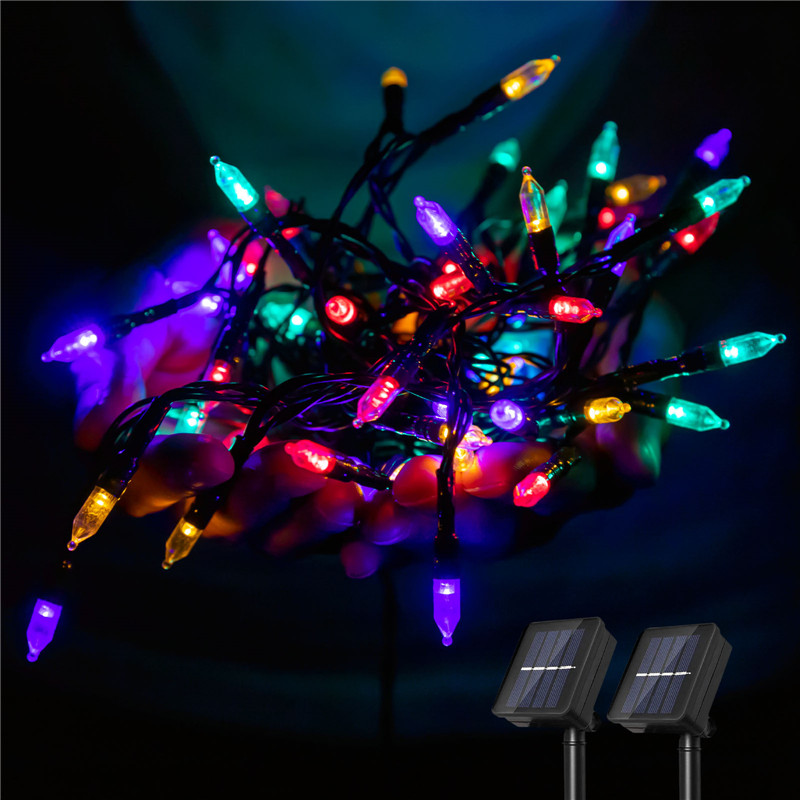 Mehrfarbige/warmweiße Solar-Weihnachts-LED-Lichterkette für den Außenbereich, für Garten, Terrasse, Hof, Hochzeit, Baum, Party-Dekoration