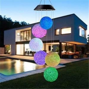 Solar Wind Chimes Color Changing Crystal Ball L...