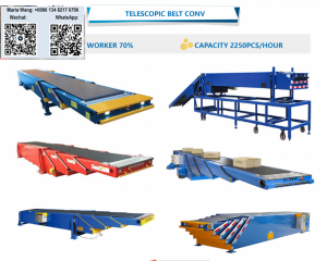 Telescopic belt conveyor for boxes cargoes loading unloding truck / container