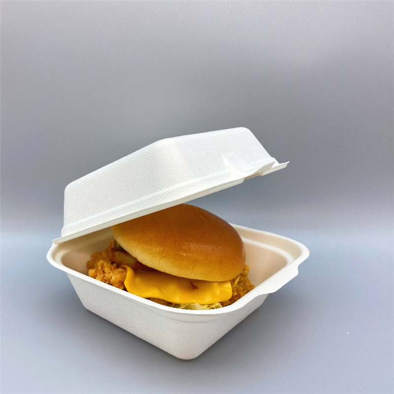 Ambalaj biodegradabil din trestie de zahăr, cutie pentru burgeri, de 6 inci