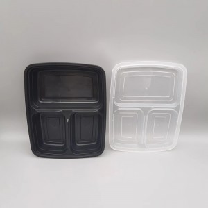 Matförpackning Engångs 3 fack PP-matbehållare av plast med lock