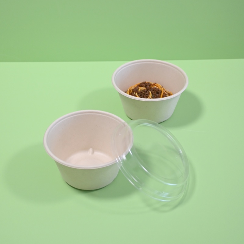 biodegradable bagasse 155ml ice cream bowl with PET lid food container