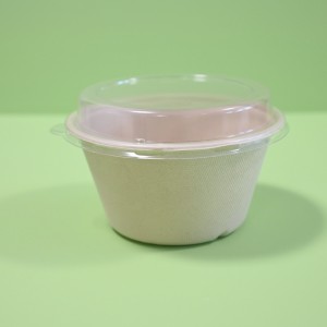 PET 뚜껑 식품 용기가 있는 생분해성 사탕수수 155ml 아이스크림 그릇