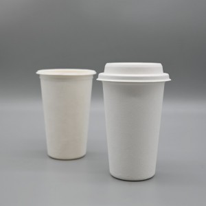 tasses à café jetables biodégradables de la bagasse 16oz de canne à sucre