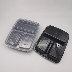 Food  Packaging Disposable 3 Compartments PP Plastic Food Container with Lid