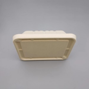 I-1500ml ye-Biodegradable Compostable Compostable Container ene-Bagasse Lid