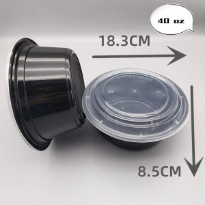 24oz Round American Style Disposable PP Plastic Fast Food Container