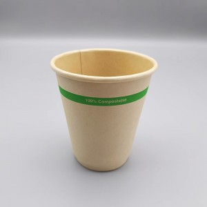 Za jednokratnu upotrebu, 8oz bambusovih vlakana za kompostiranje papirna čašica za premaz na bazi vode
