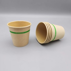 Tazza di carta di rivestimentu à l'acqua in fibra di bambù compostabile riciclabile da 4 once