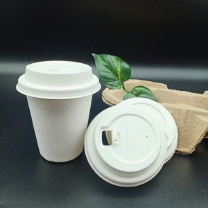 100% Biodegradable 90mm Disposable Sugarcane pulp Coffee Cup Taklob