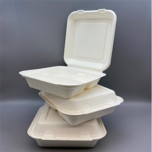 8.5″ Disposable Eco-friendly Bagasse 3 Compartment Take-away Menu Box