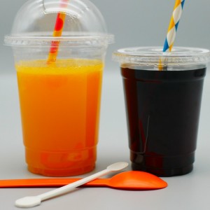 Take Away Disposable Plastic Cups PLA Cup with Lids Transparent for Milk Tea Cold Drink