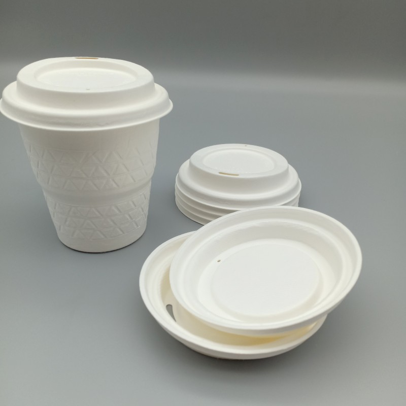 Tapa de taza de café de pulpa de caña de azucre 100% biodegradable de 80 mm