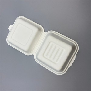 6 inchi Biodegradable Nzimbe Bagasse Burger Box Food Packaging
