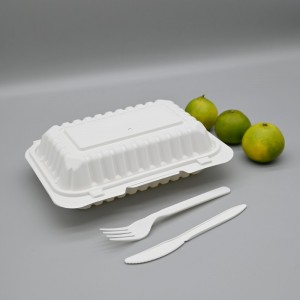 compostable eco-Friendly 9*6” cornstarch takeaway fast food container