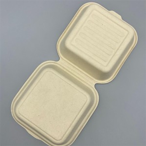 Caixa de hamburguesas de palla de trigo compostable biodegradable de 450 ml amplamente utilizada