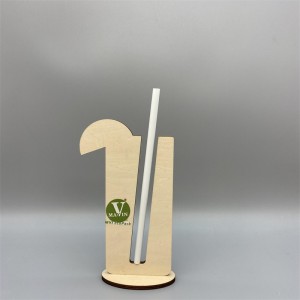 8*200mm Wite Kleur Bamboe Fiber Straw |Biologysk ôfbrekbere strie