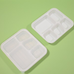 eco-friendly 5-Com |bio-clear nga Taklob CPLA Lunch Box takeout nga sudlanan