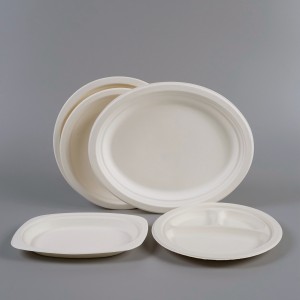 Biodegradable 10 inch Tebu Bagasse Tebu Oval Plate